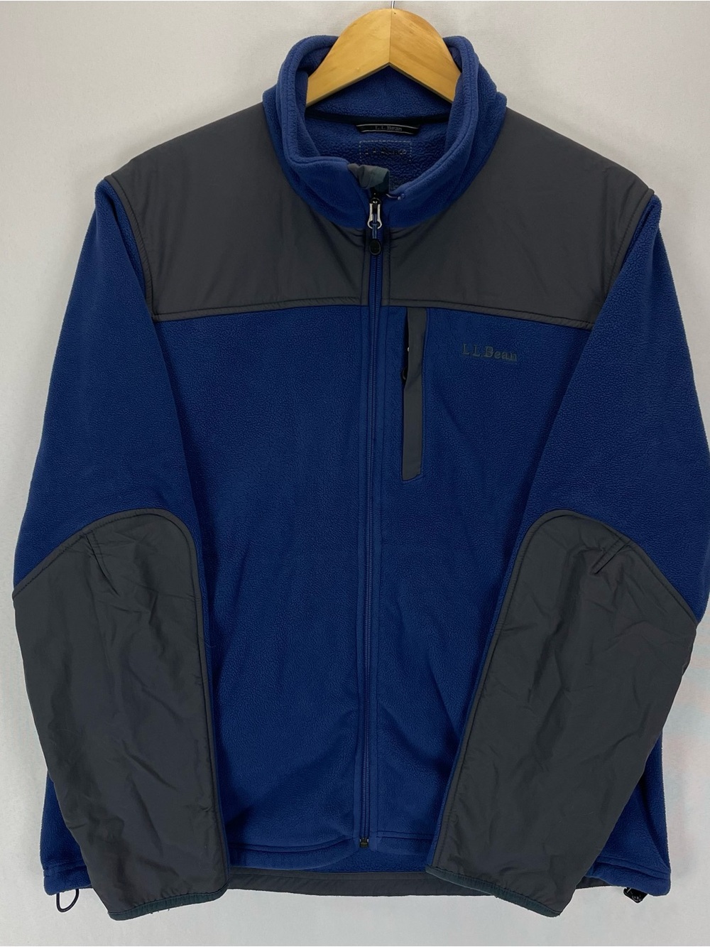 L.L. Bean Polartec Windpro Fleece Jacket Men’s L Blue Gray Zip Reinforced Elbows